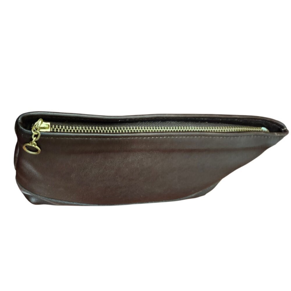 Vintage Coach Leather Cosmetic Pouch Brown Zip Clutch USA Made Classic Minimal - Picture 5 of 12